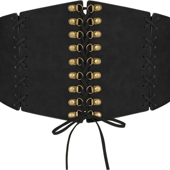 Women's Wide Corset Belt Elastic Waist Lace-up for Dresses Halloween Costume - Picture 1 of 5